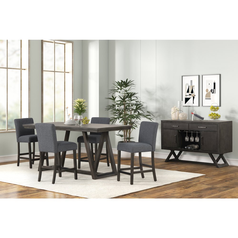 High Line 5-Piece Wood Rectangular Counter Table Set, Gray