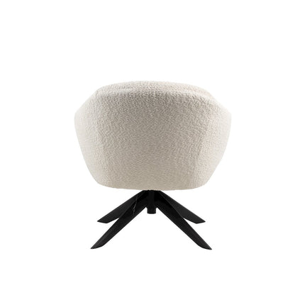 Fleming Metal and Fabric Swivel Lounge Chair in Ivory