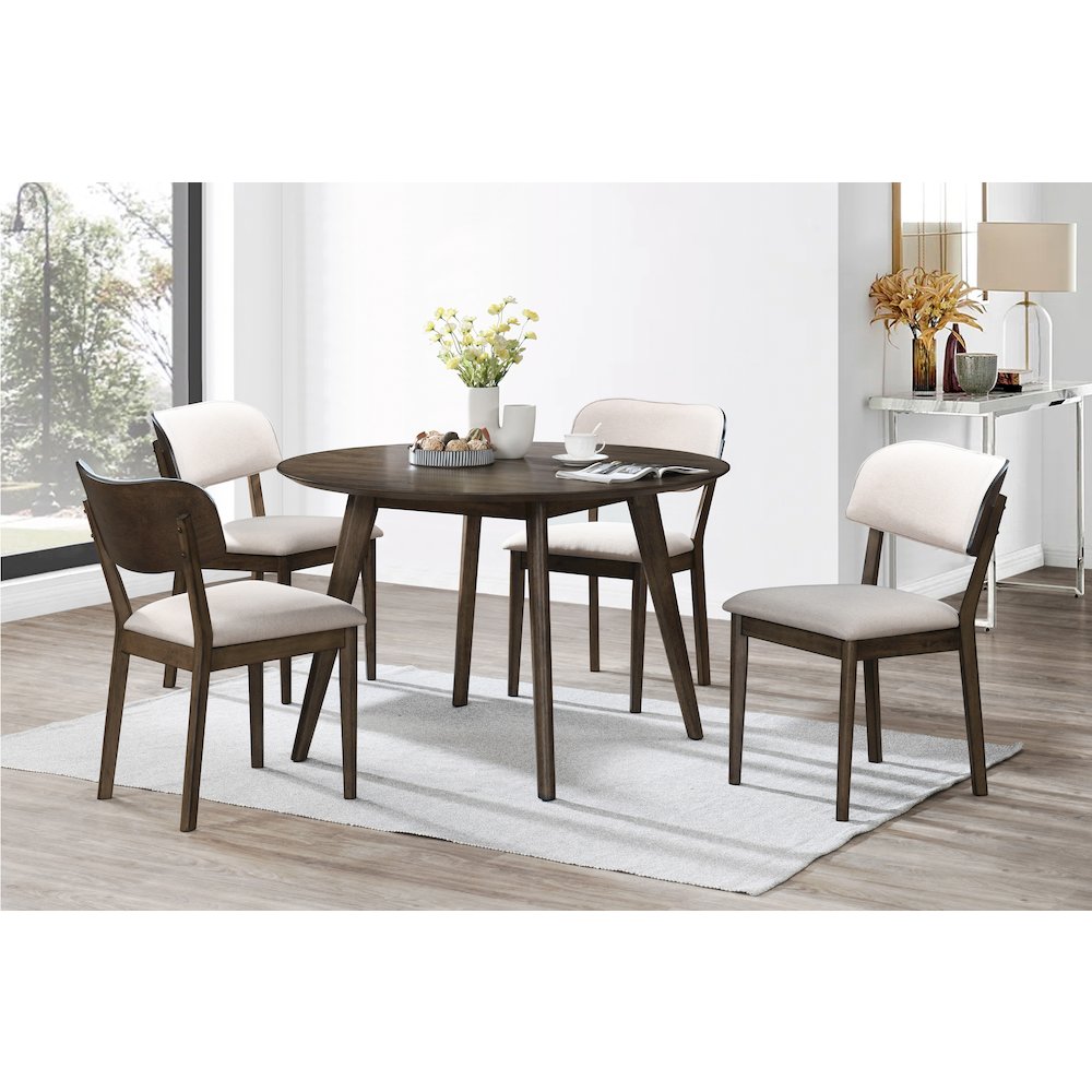 Rex 5-Piece Wood Round Dining Set, Walnut