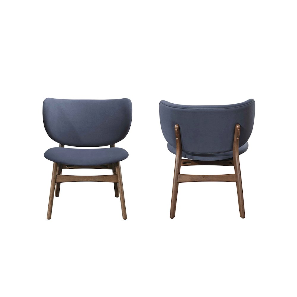 Adler 2-Piece Wood & Fabric Lounge Chair in Blue