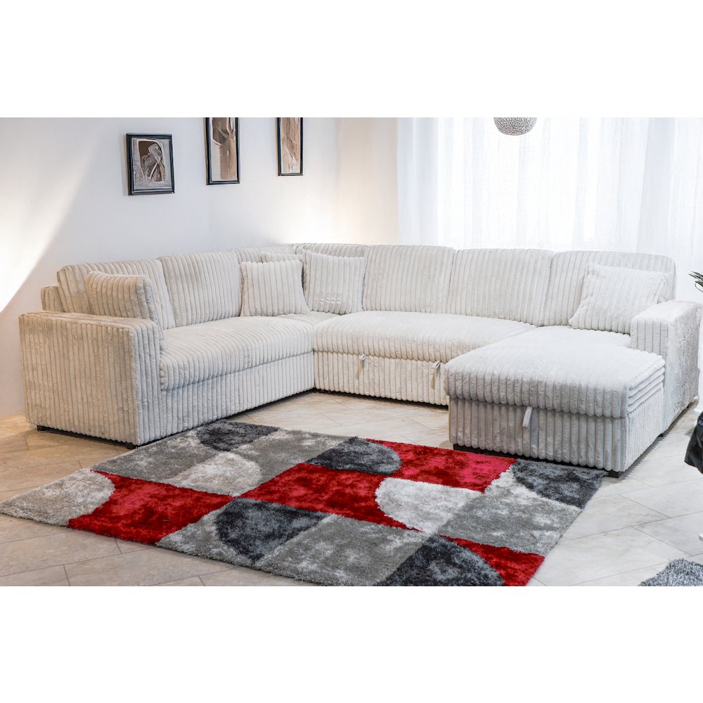 Bliss 5-Piece Fabric Upholstered Sectional in Mist Gray