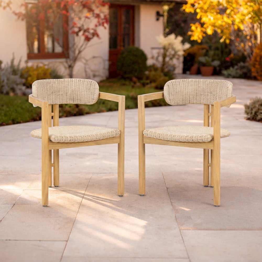 Sedona Wood Patio Dining Chair in Natural (Set of 2)