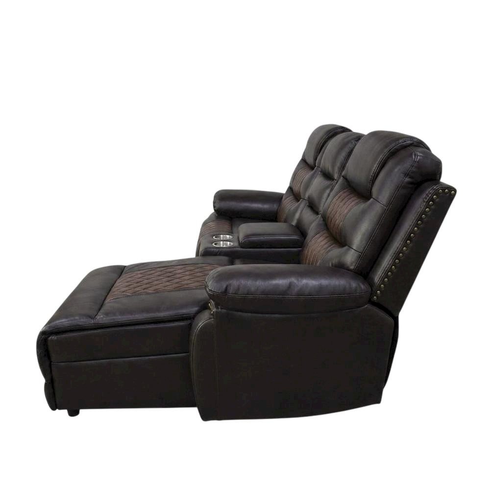 Upholstered Console Loveseat with Power Reclining for Living Room, Brown