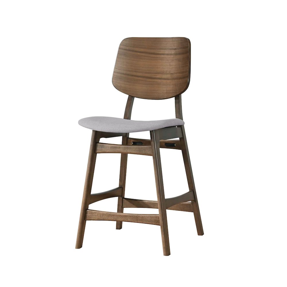 Oscar 5-Piece Wood Round Counter Table Set in Walnut/Gray