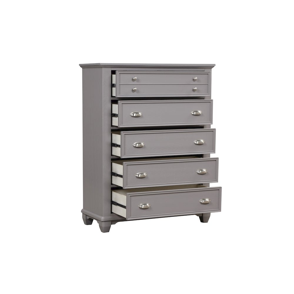 Jamestown Wood 5-Drawer Chest, Gray