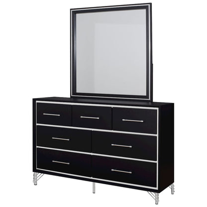 Ava 2-Piece Wood Dresser and Mirror Set in Ebony Black