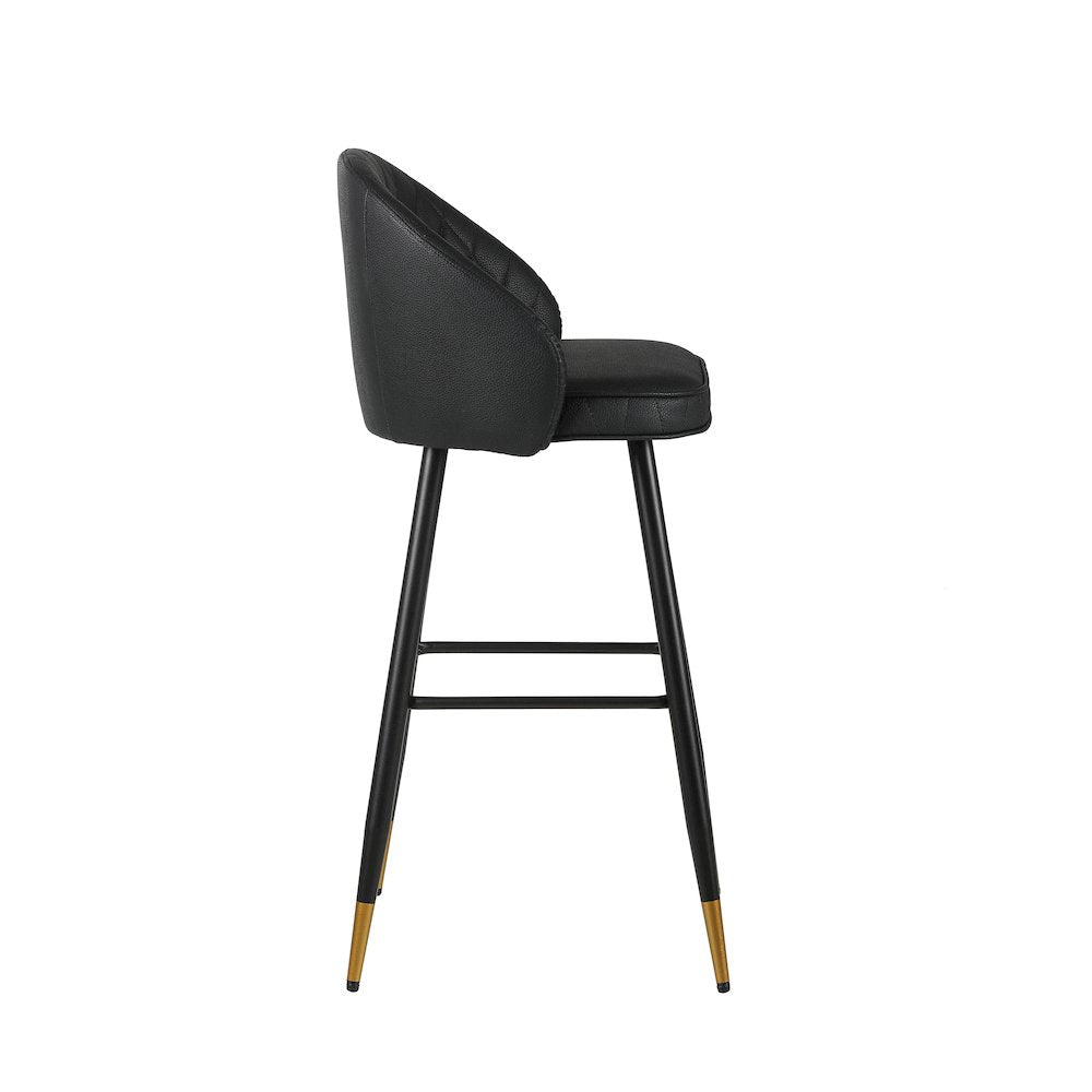 Oliver Vegan Leather Bar Chair in Black (Set of 2)