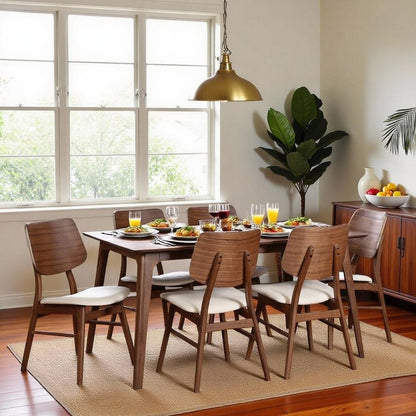 60'' Mid-Century Modern Wood Dining Table, Brown Kitchen & Dining Room Table