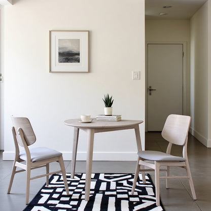 White Solid Wood Small Dining Table with 2 Chairs, Compact Corner Set