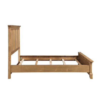 Sunstone Wood King Panel Bed in Honey Brown