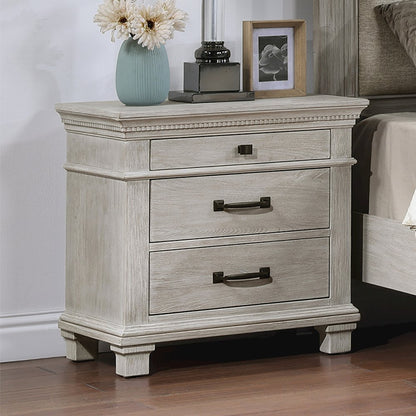 Silver Sands Wood 3-Drawer Nightstand in Gray