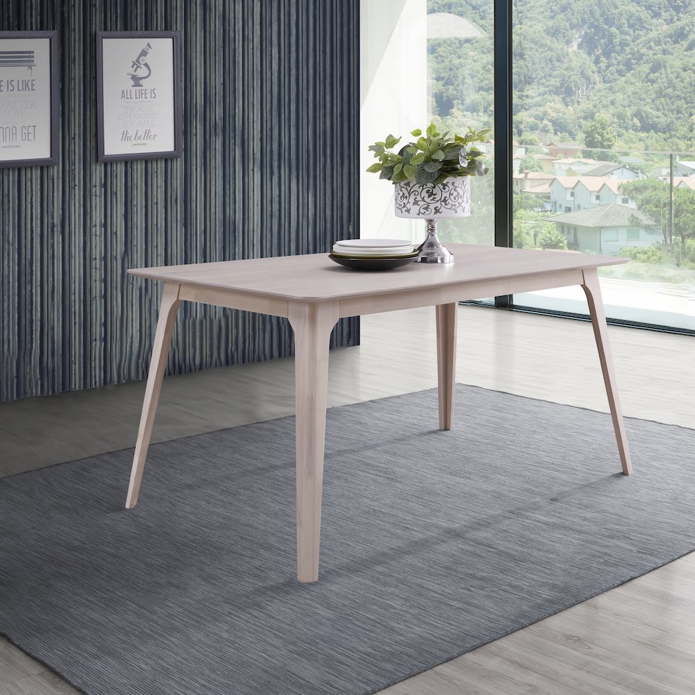Oscar 60 in. Rectangle Wood Dining Table, White Ash