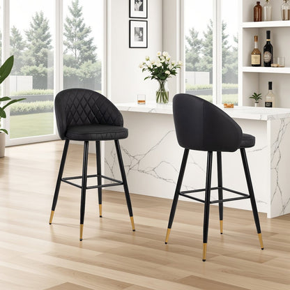 Oliver Vegan Leather Bar Chair in Black (Set of 2)
