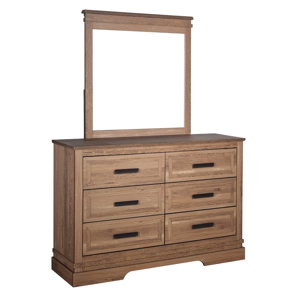 Coventry Hall 2-Piece Wood Dresser and Mirror Set in Pecan