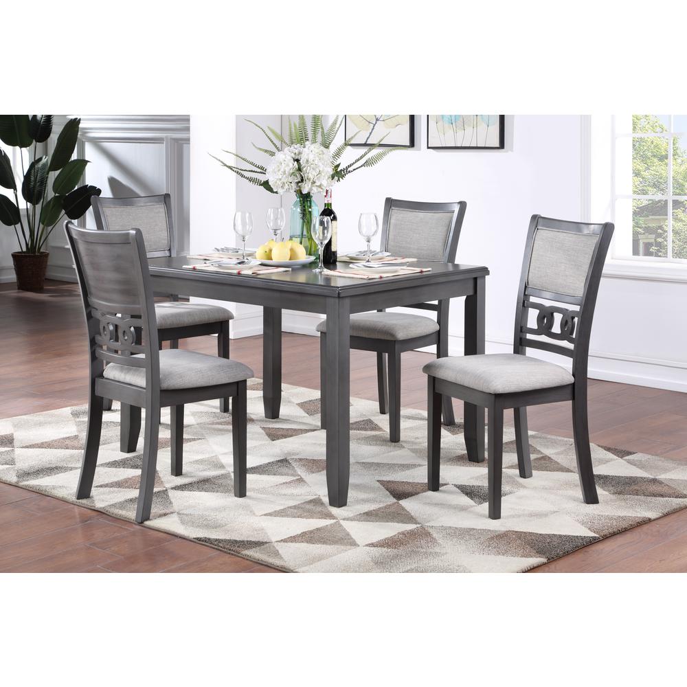 Gia 5-Piece 48" Wood Rectangular Dining Set with 4 Chairs in Gray