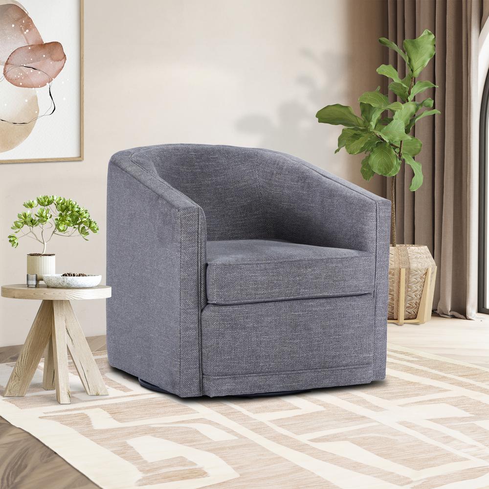 Poppy Dark Gray Polyester Fabric Accent Swivel Arm Chair