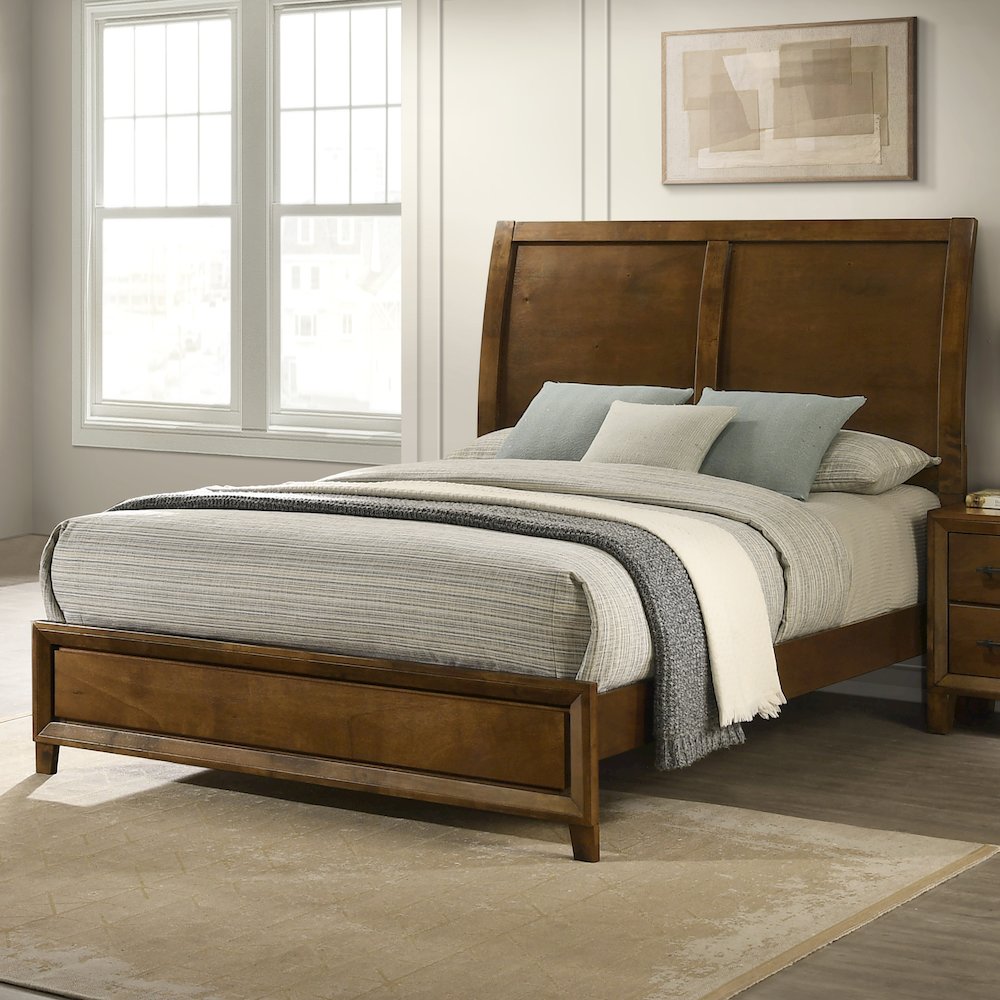 Ballard Wood Queen Panel Bed in Walnut Brown