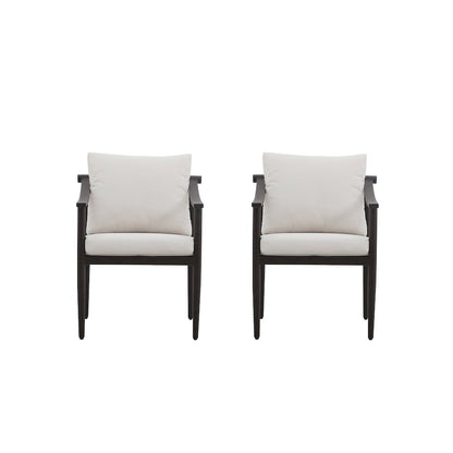 Moana Metal Patio Side Chair in Brown/Ivory (Set of 2)