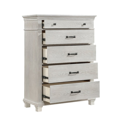 Silver Sands Wood 5-Drawer Chest in Gray