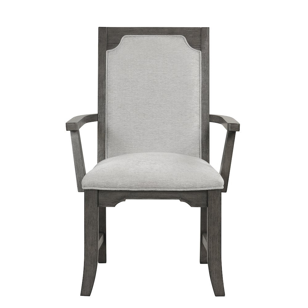 New Classic Furniture Lisbon Wood Dining Arm Chair in Gray (Set of 2)