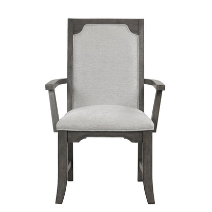 New Classic Furniture Lisbon Wood Dining Arm Chair in Gray (Set of 2)