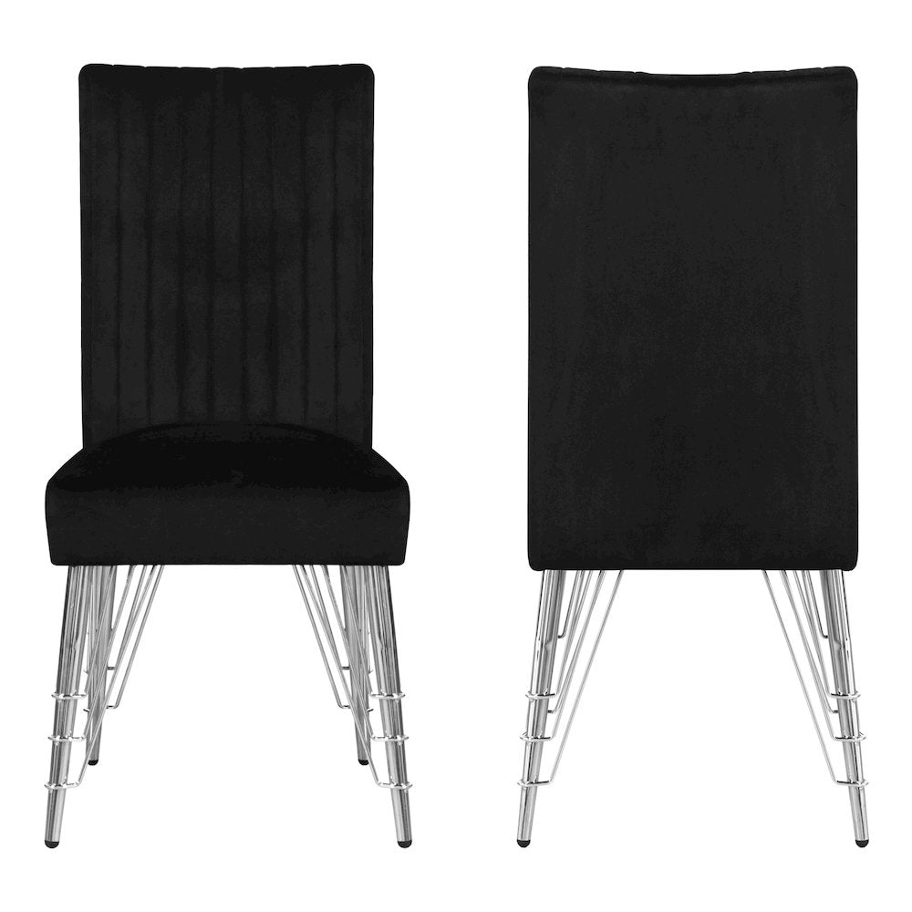 Ava Wood Upholstered Dining Chair in Black (Set of 2)