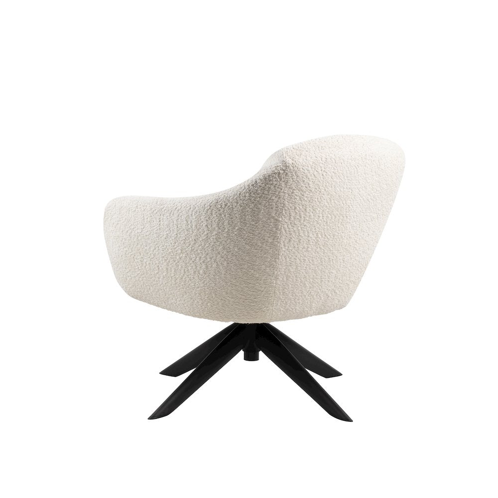 Fleming Metal and Fabric Swivel Lounge Chair in Ivory