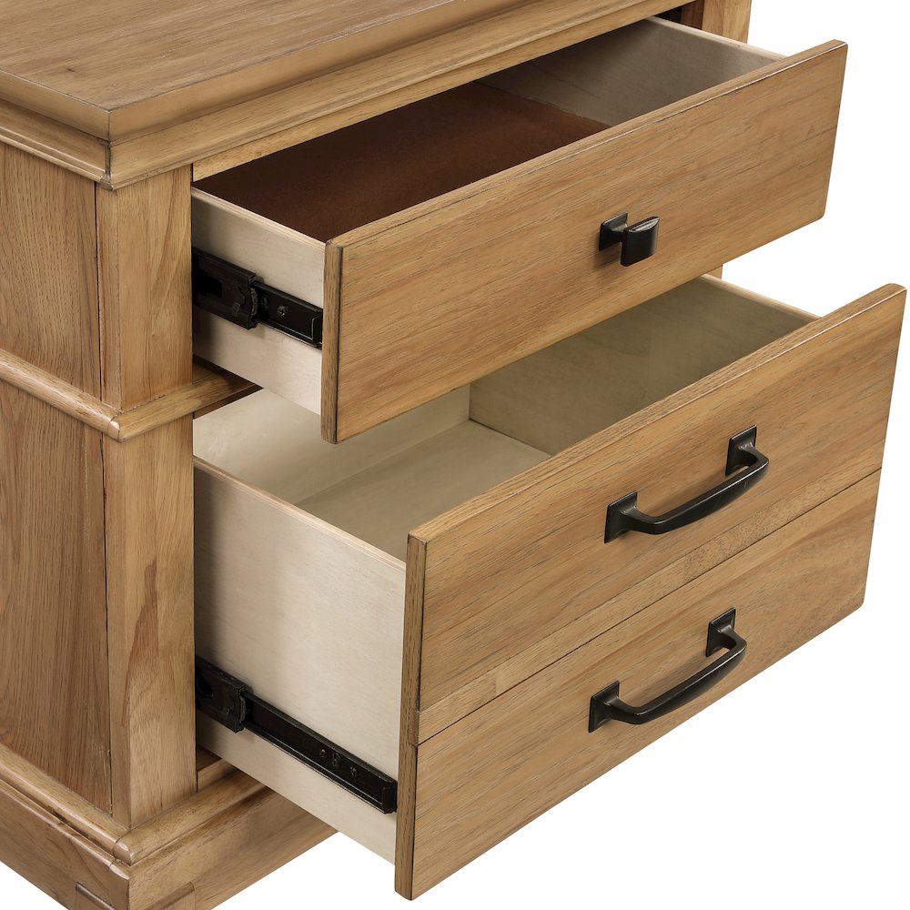 Sunstone Wood 3-Drawer Nightstand in Honey