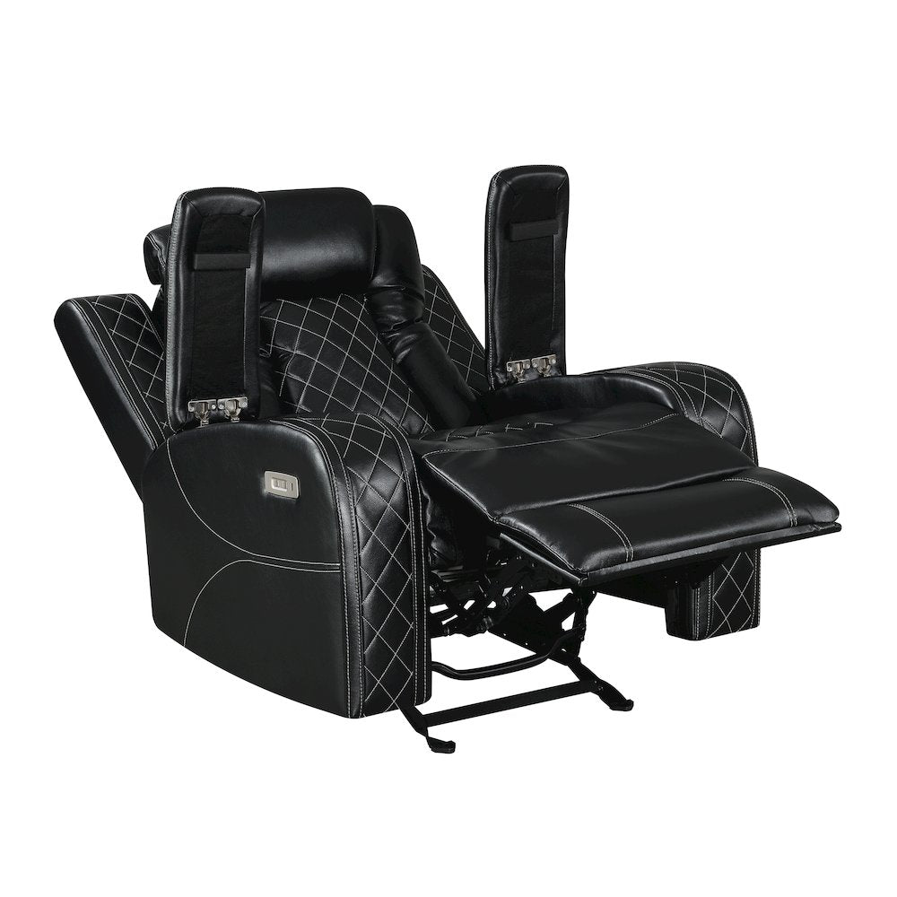 Orion II Faux Leather Power Glider Recliner, Black