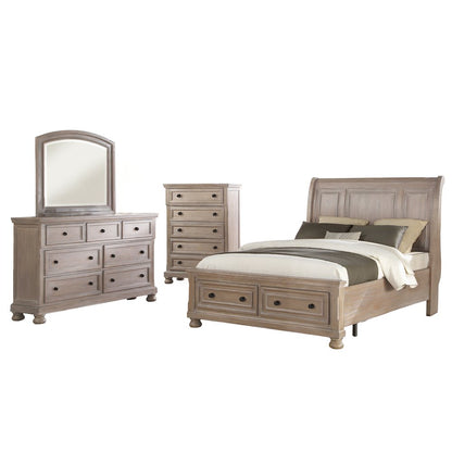 Allegra 4-Piece King Wood Bedroom Set with Chest in Pewter