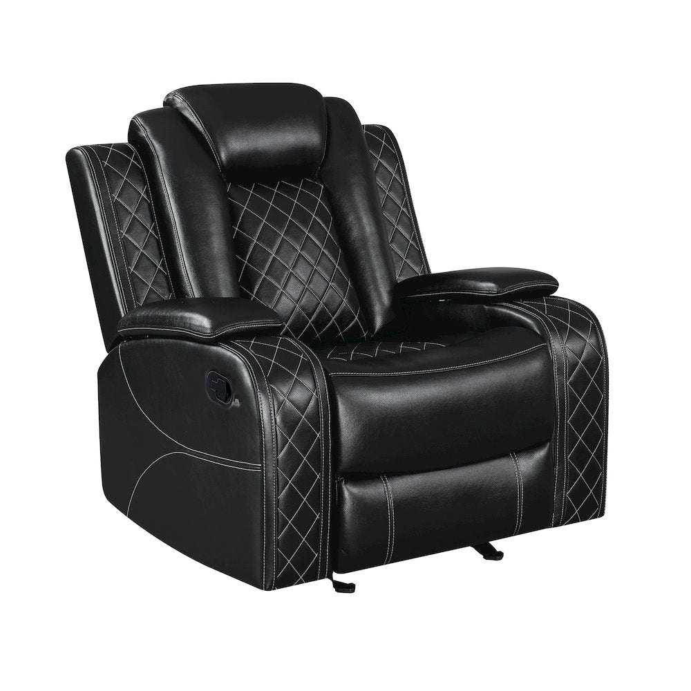 Orion II Faux Leather Glider Recliner, Black
