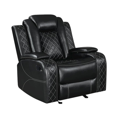 Orion II Faux Leather Glider Recliner, Black
