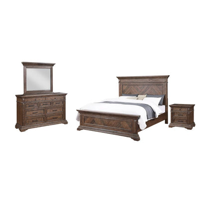 Mar Vista 4-Piece King Wood Bedroom Set with Nightstand in Walnut