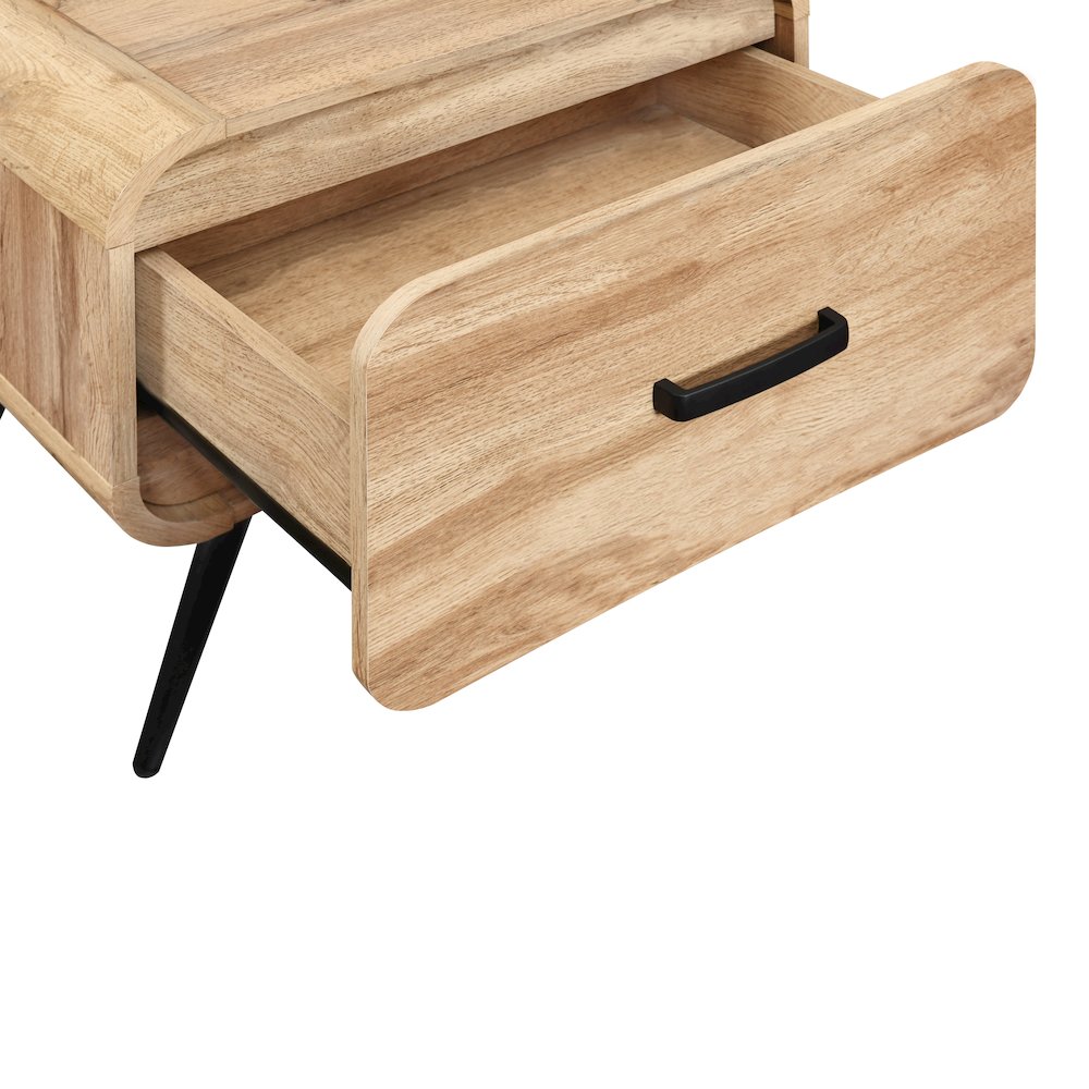 New Classic Furniture Rowan Wood 1-Drawer End Table in Natural/Beige (Set of 2)