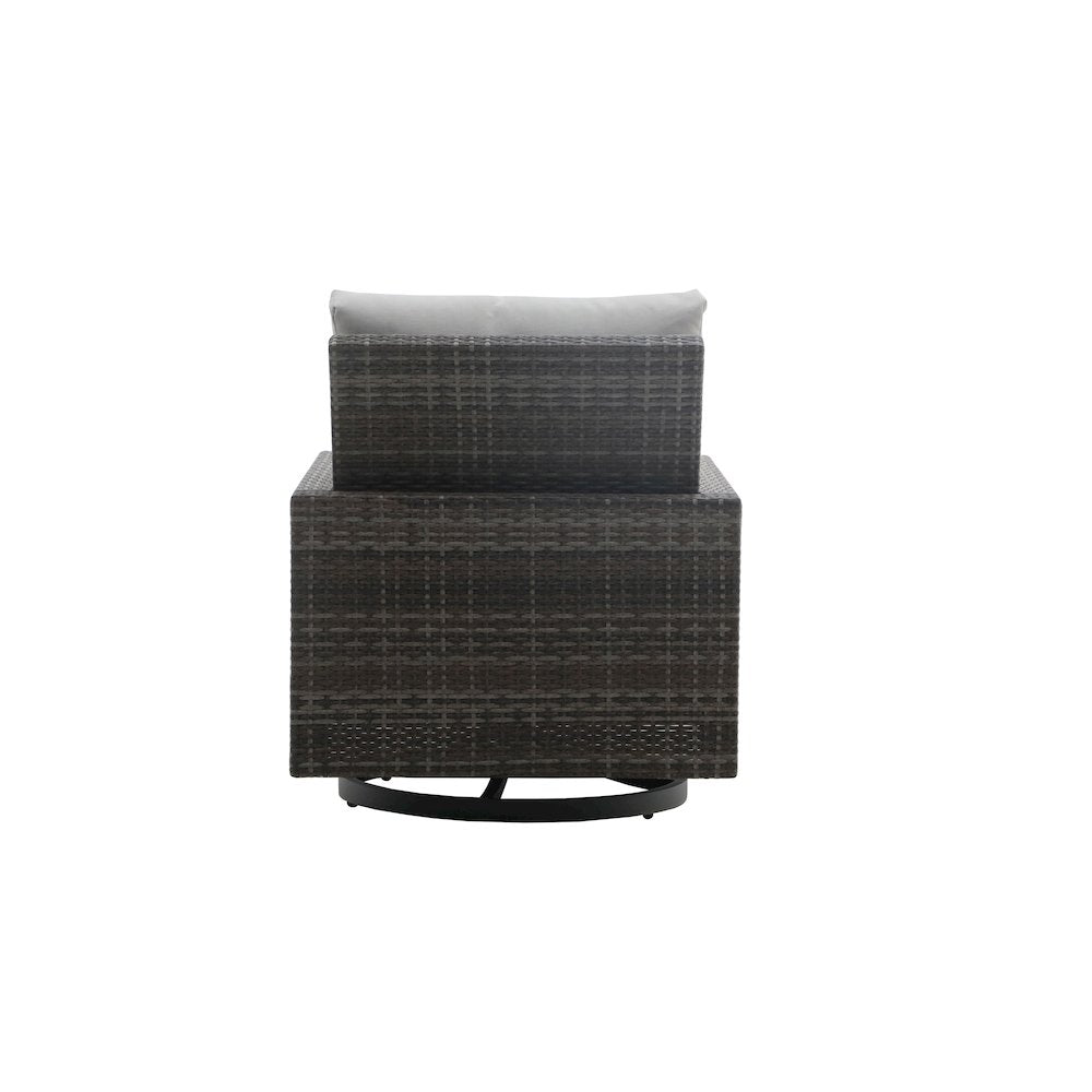 Bungalow 2pcs Metal/Wicker Patio Swivel Club Chair in Gray