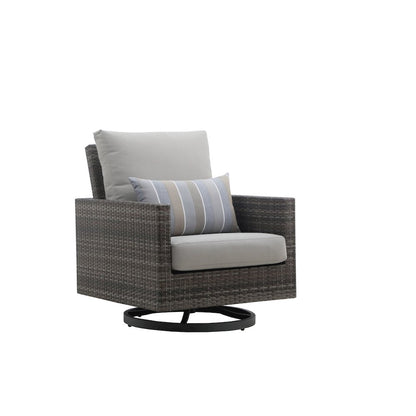 Bungalow 2pcs Metal/Wicker Patio Swivel Club Chair in Gray