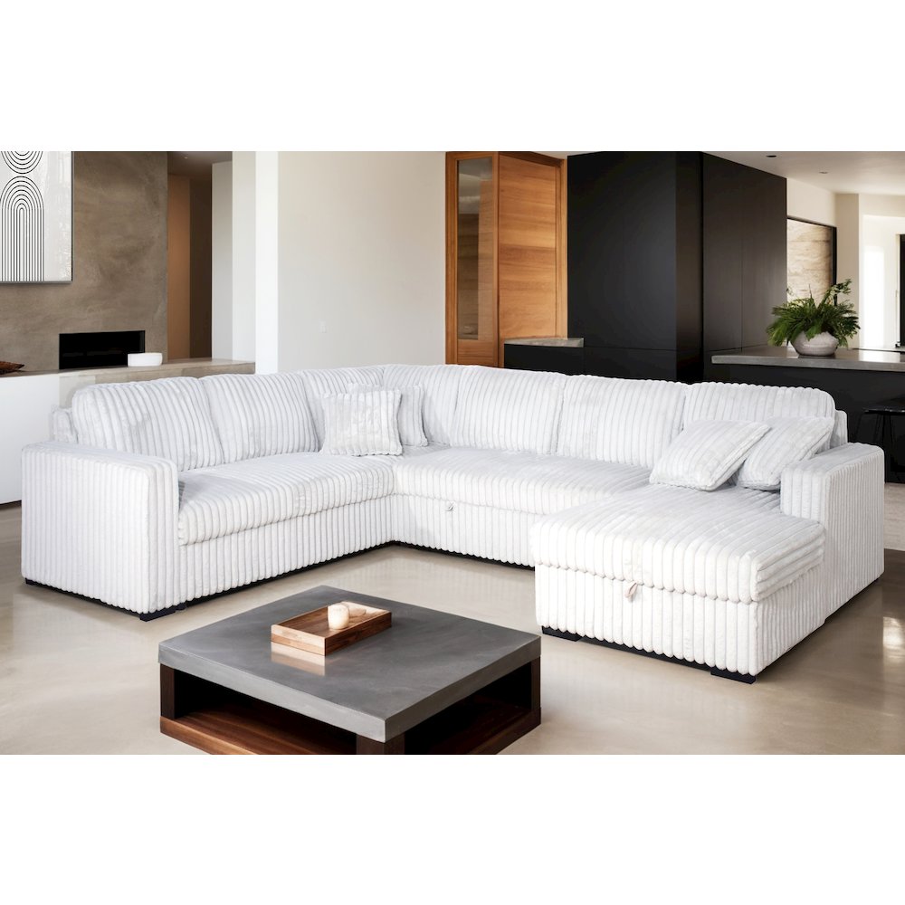 Bliss 5-Piece Fabric Upholstered Sectional in Mist Gray