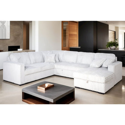 Bliss 5-Piece Fabric Upholstered Sectional in Mist Gray