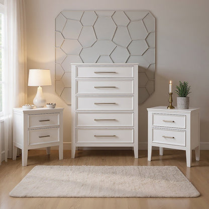 Andover 3-Pc Wood Bedroom Set with Chest in White
