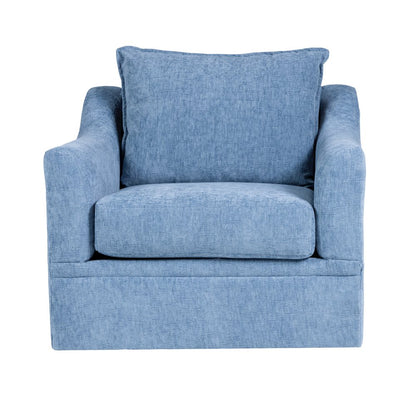 Sylvie Fabric Swivel Chair in Blue Slate (Set of 2)