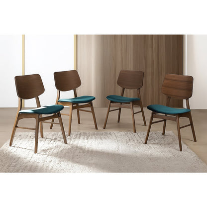 Oscar Wood Dining Chair in Walnut/Teal (Set of 4)