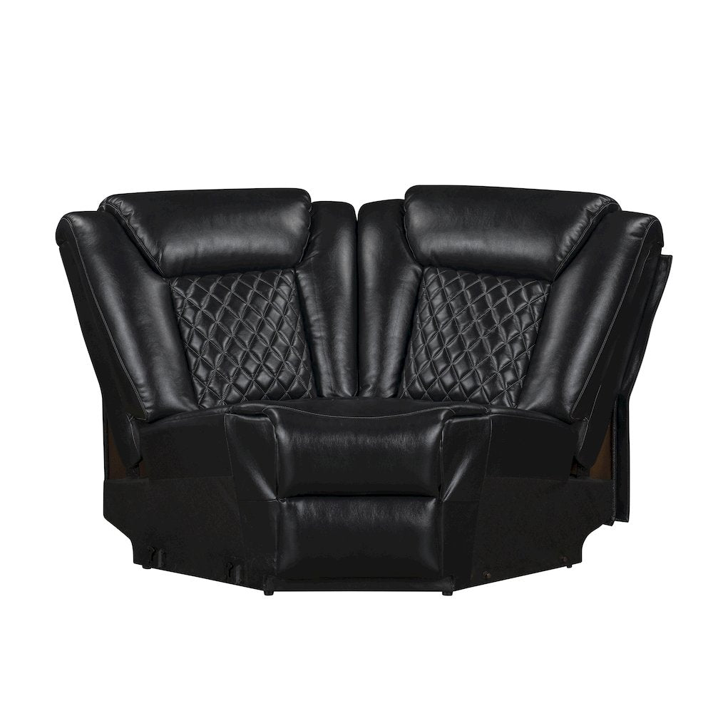 Orion II 3-Pc Faux Leather Power Sectional, Black
