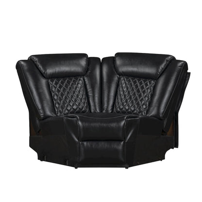 Orion II 3-Pc Faux Leather Power Sectional, Black