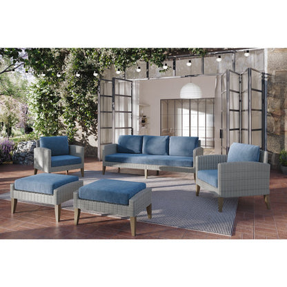 Carezza 5-Piece Wood Patio Conversation Set, Blue