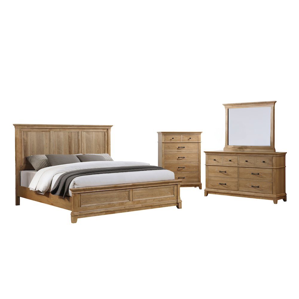 Sunstone 4-Pc Wood King Bedroom Set with Chest in Honey