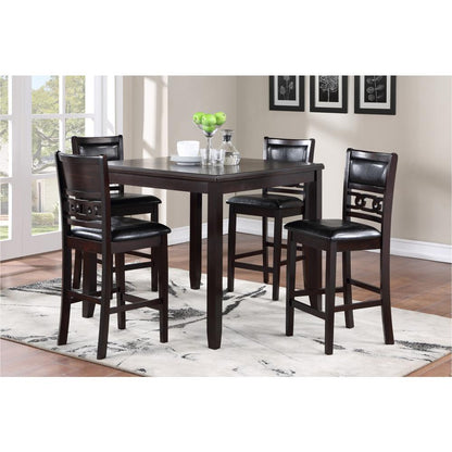 Furniture Gia 5-Piece Transitional Wood Counter Set in Ebony