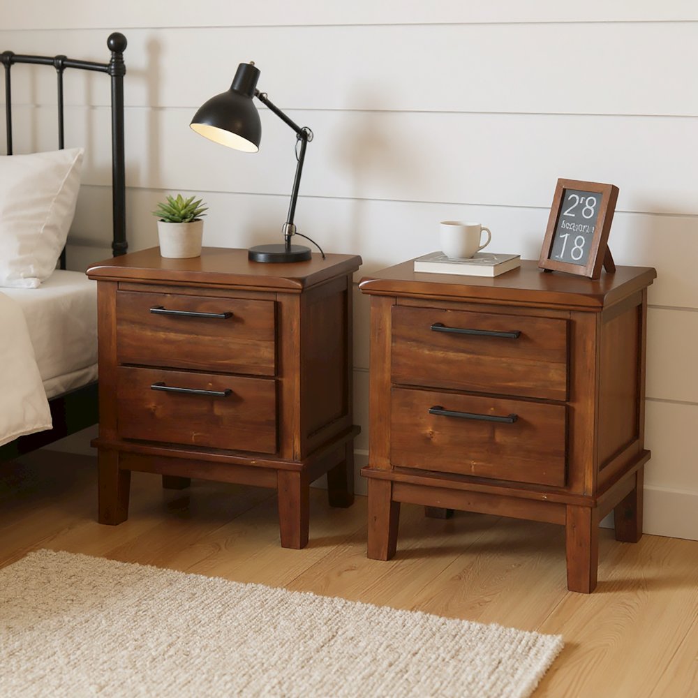 Cagney Wood Nightstand in Chestnut (Set of 2)