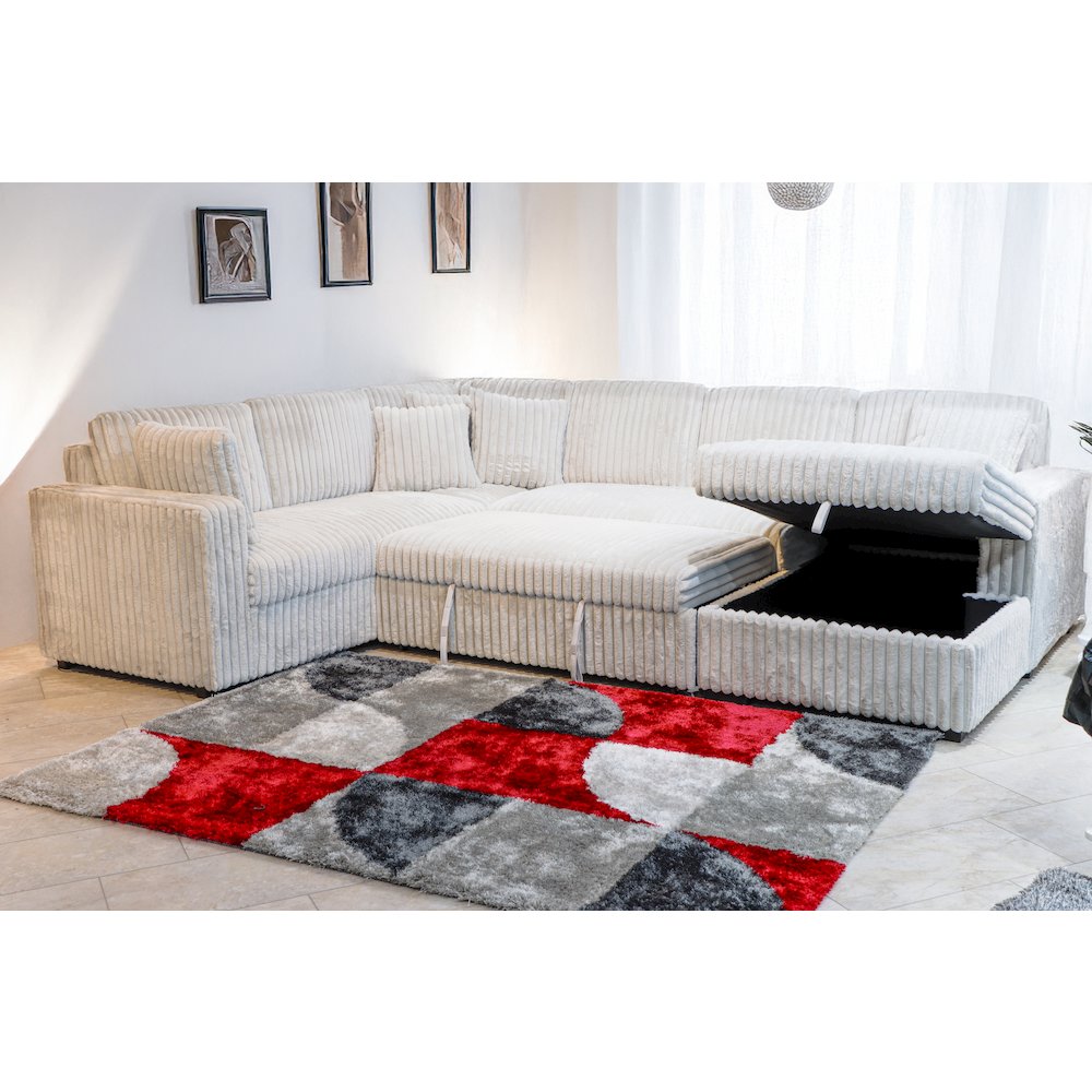 Bliss 5-Piece Fabric Upholstered Sectional in Mist Gray