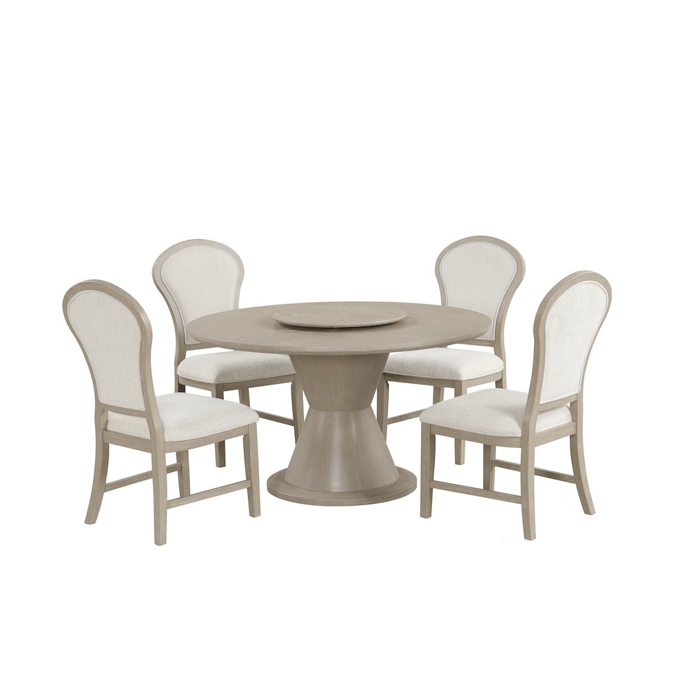 Gwendolyn 5-Pc Wood Round Dining Set w Chairs in Taupe