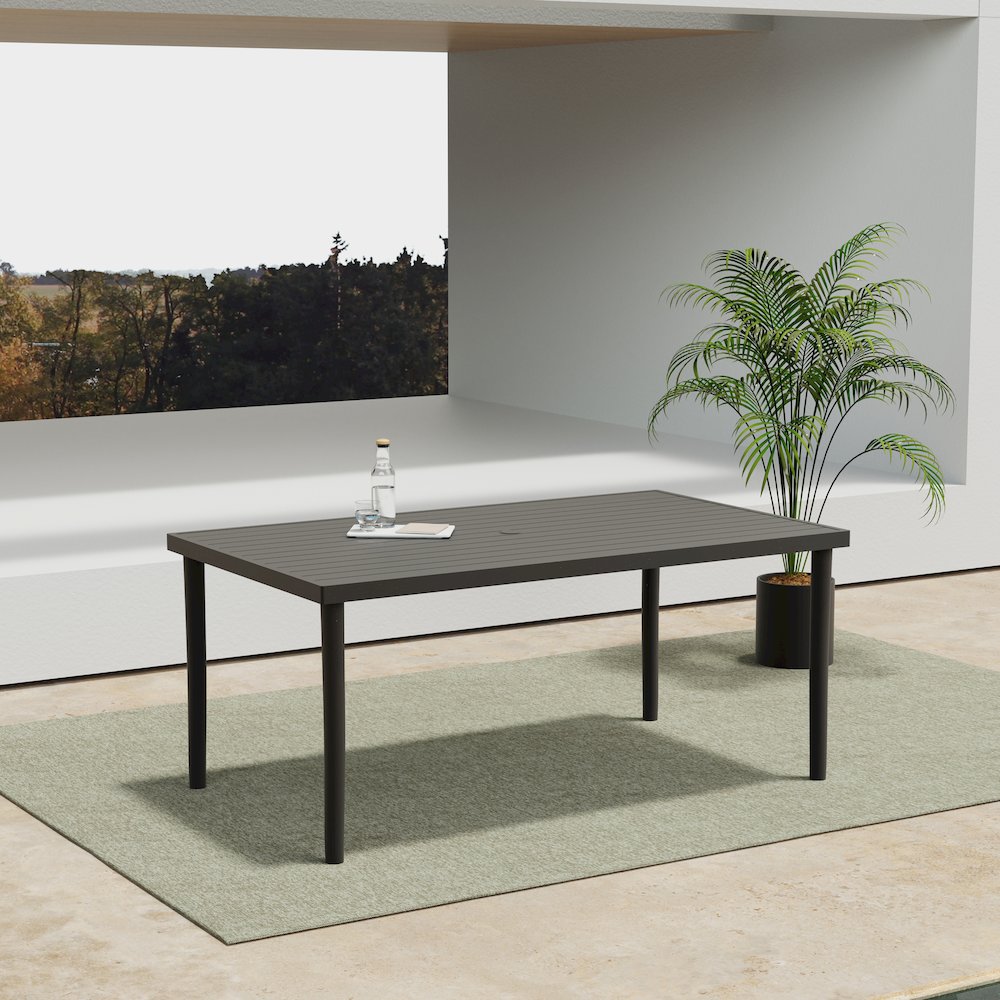 Moana Metal Patio Dining Table in Brown